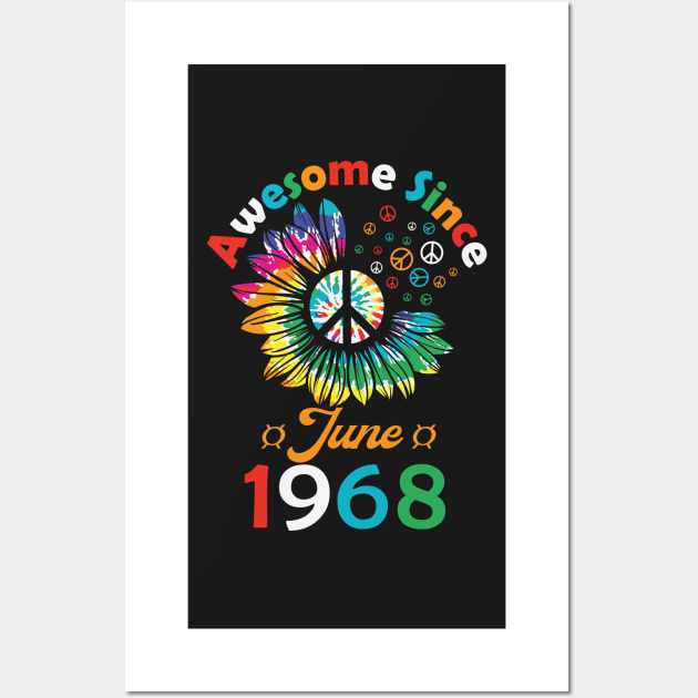 Funny Birthday Quote, Awesome Since June 1968, Retro Birthday Wall Art by Estrytee